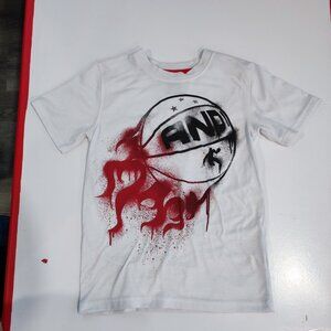 AND1 basketball T-shirt boys size M (8) white with graphic design